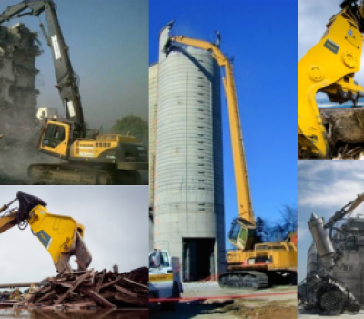 High reach machines 21 meter to 28 meter attach with jaw crusher & shear cutter